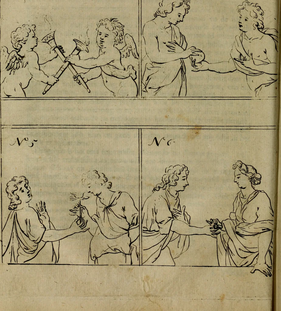 An illustration from Groot schilderboek : waar in de schilderkonst in al haar deelen grondig werd onderweezen, ook door redeneeringen en printverbeeldingen verklaard : met voorbeelden uyt de beste konst-stukken der oude en nieuwe puyk-schilderen bevestigd : en derzelver wel- en misstand aangeweezen, 1712, leaf 101