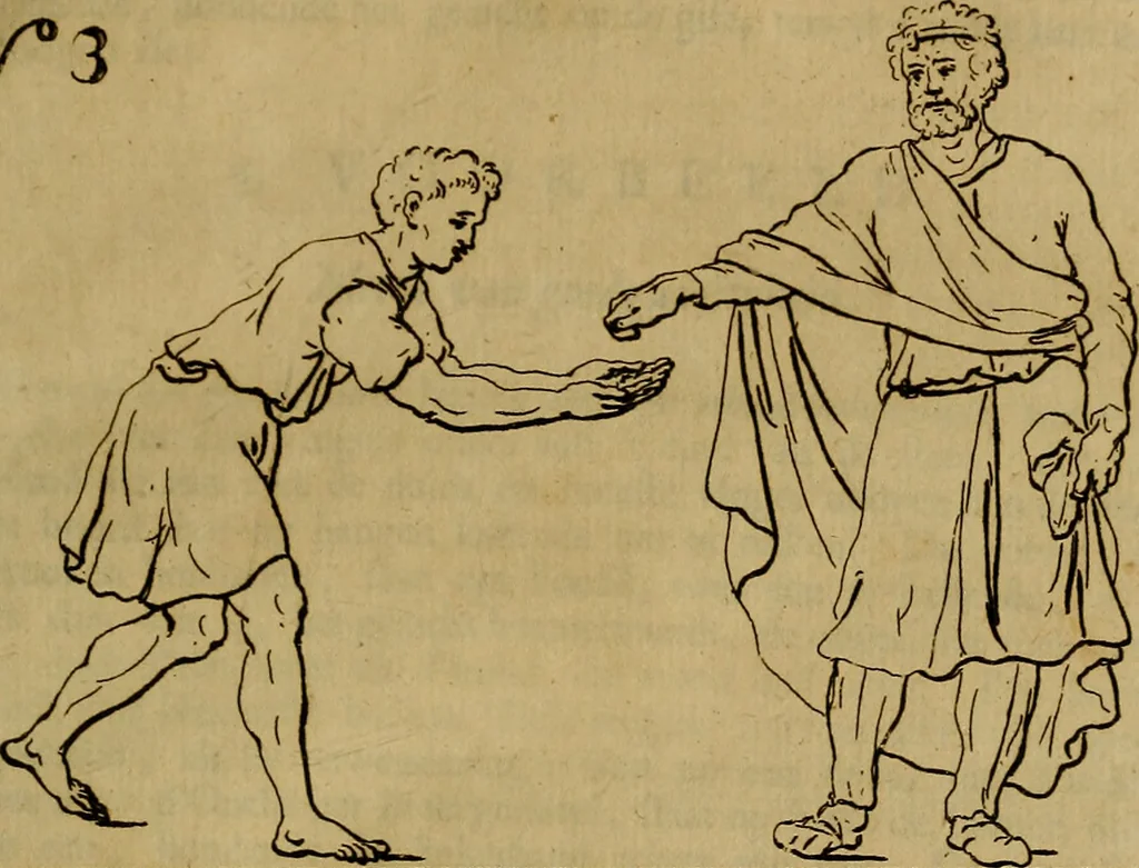 An illustration from Groot schilderboek : waar in de schilderkonst in al haar deelen grondig werd onderweezen, ook door redeneeringen en printverbeeldingen verklaard : met voorbeelden uyt de beste konst-stukken der oude en nieuwe puyk-schilderen bevestigd : en derzelver wel- en misstand aangeweezen, 1712, leaf 104