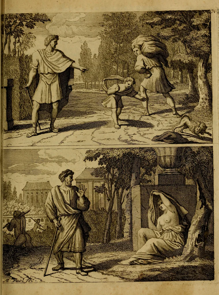 An illustration from Groot schilderboek : waar in de schilderkonst in al haar deelen grondig werd onderweezen, ook door redeneeringen en printverbeeldingen verklaard : met voorbeelden uyt de beste konst-stukken der oude en nieuwe puyk-schilderen bevestigd : en derzelver wel- en misstand aangeweezen, 1712, leaf 112