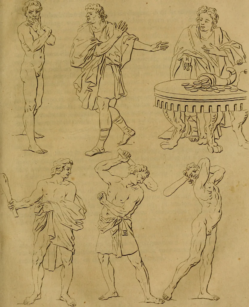 An illustration from Groot schilderboek : waar in de schilderkonst in al haar deelen grondig werd onderweezen, ook door redeneeringen en printverbeeldingen verklaard : met voorbeelden uyt de beste konst-stukken der oude en nieuwe puyk-schilderen bevestigd : en derzelver wel- en misstand aangeweezen, 1712, leaf 170