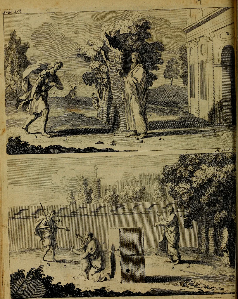 An illustration from Groot schilderboek : waar in de schilderkonst in al haar deelen grondig werd onderweezen, ook door redeneeringen en printverbeeldingen verklaard : met voorbeelden uyt de beste konst-stukken der oude en nieuwe puyk-schilderen bevestigd : en derzelver wel- en misstand aangeweezen, 1712, leaf 315