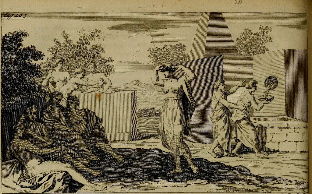 An illustration from Groot schilderboek : waar in de schilderkonst in al haar deelen grondig werd onderweezen, ook door redeneeringen en printverbeeldingen verklaard : met voorbeelden uyt de beste konst-stukken der oude en nieuwe puyk-schilderen bevestigd : en derzelver wel- en misstand aangeweezen, 1712, leaf 335