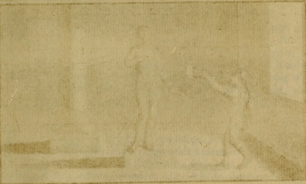 An illustration from Groot schilderboek : waar in de schilderkonst in al haar deelen grondig werd onderweezen, ook door redeneeringen en printverbeeldingen verklaard : met voorbeelden uyt de beste konst-stukken der oude en nieuwe puyk-schilderen bevestigd : en derzelver wel- en misstand aangeweezen, 1712, leaf 338