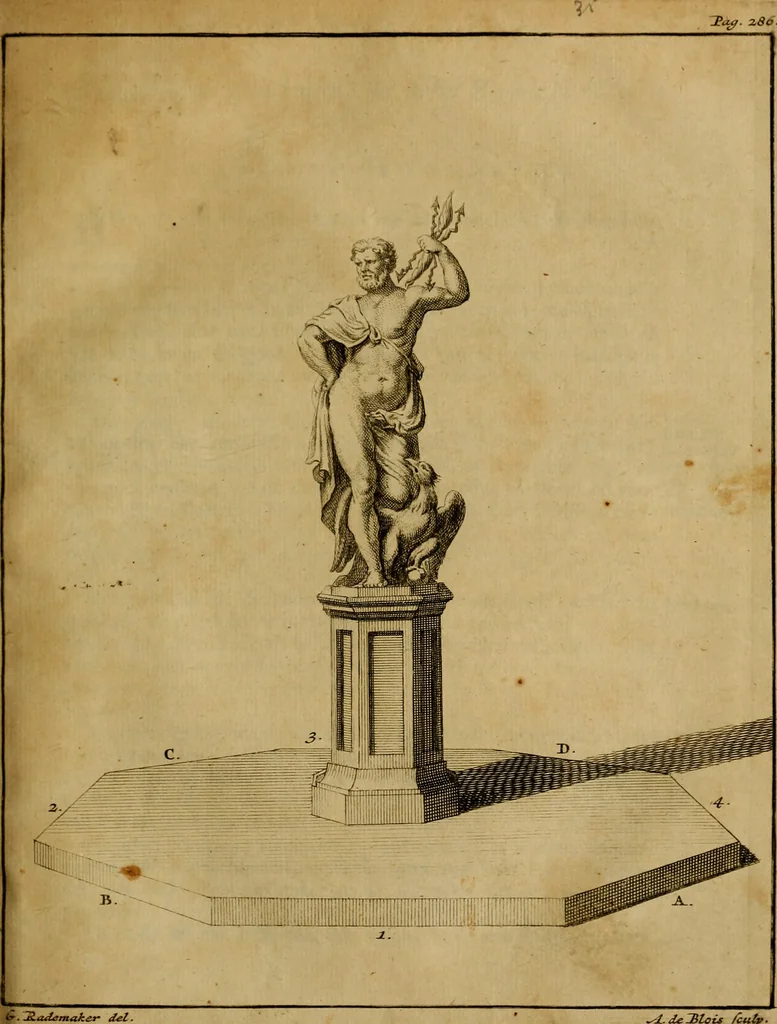 An illustration from Groot schilderboek : waar in de schilderkonst in al haar deelen grondig werd onderweezen, ook door redeneeringen en printverbeeldingen verklaard : met voorbeelden uyt de beste konst-stukken der oude en nieuwe puyk-schilderen bevestigd : en derzelver wel- en misstand aangeweezen, 1712, leaf 372