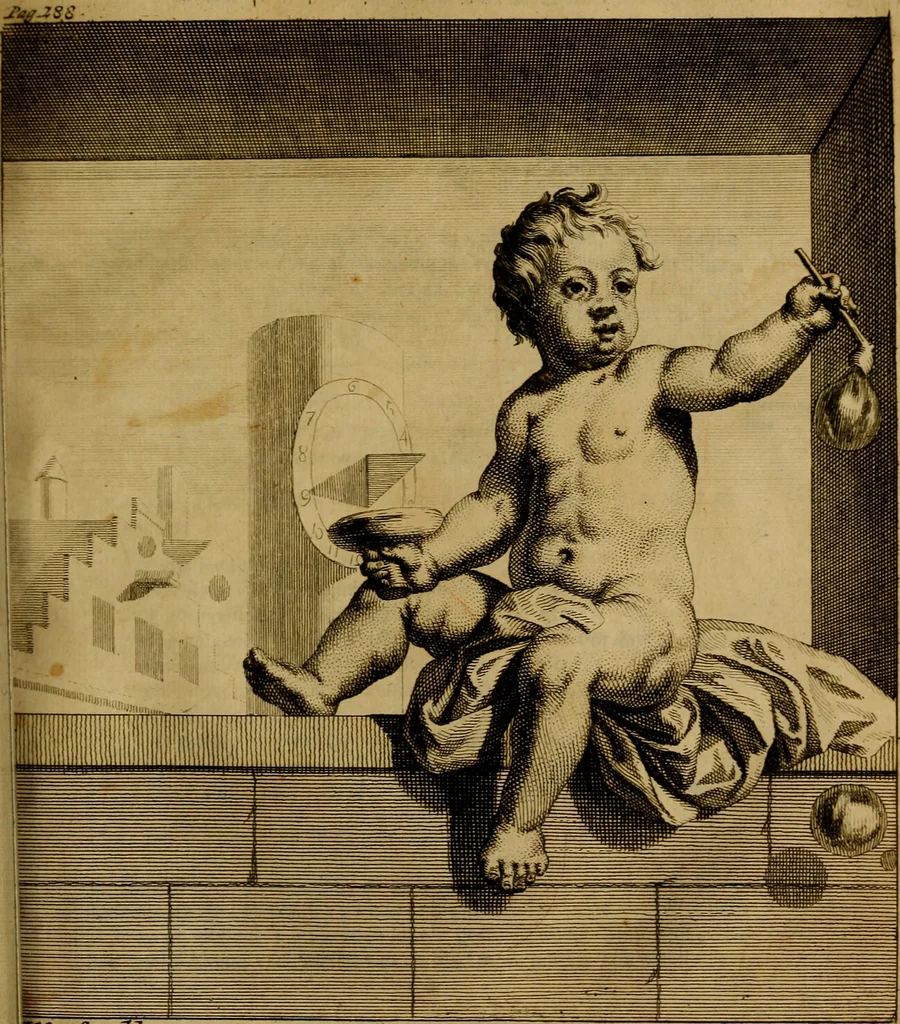 An illustration from Groot schilderboek : waar in de schilderkonst in al haar deelen grondig werd onderweezen, ook door redeneeringen en printverbeeldingen verklaard : met voorbeelden uyt de beste konst-stukken der oude en nieuwe puyk-schilderen bevestigd : en derzelver wel- en misstand aangeweezen, 1712, leaf 376