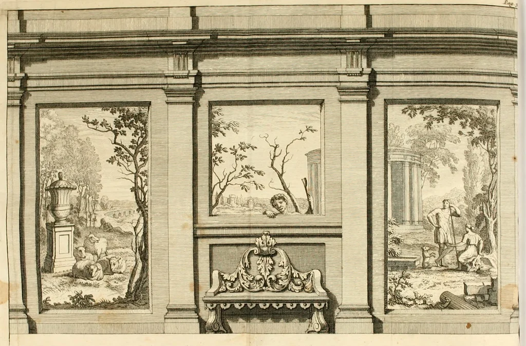 An illustration from Groot schilderboek : waar in de schilderkonst in al haar deelen grondig werd onderweezen, ook door redeneeringen en printverbeeldingen verklaard : met voorbeelden uyt de beste konst-stukken der oude en nieuwe puyk-schilderen bevestigd : en derzelver wel- en misstand aangeweezen, 1712, leaf 416