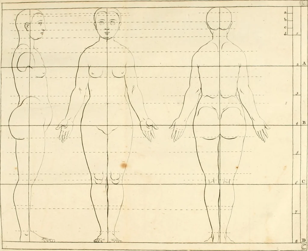 An illustration from Groot schilderboek : waar in de schilderkonst in al haar deelen grondig werd onderweezen, ook door redeneeringen en printverbeeldingen verklaard : met voorbeelden uyt de beste konst-stukken der oude en nieuwe puyk-schilderen bevestigd : en derzelver wel- en misstand aangeweezen, 1712, leaf 42
