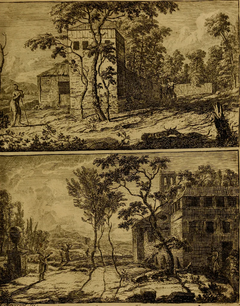 An illustration from Groot schilderboek : waar in de schilderkonst in al haar deelen grondig werd onderweezen, ook door redeneeringen en printverbeeldingen verklaard : met voorbeelden uyt de beste konst-stukken der oude en nieuwe puyk-schilderen bevestigd : en derzelver wel- en misstand aangeweezen, 1712, leaf 438