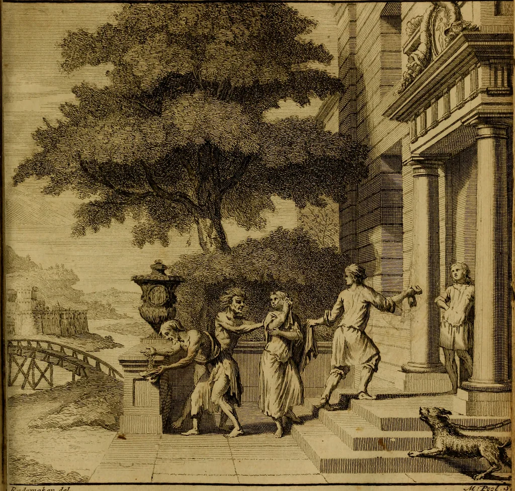 An illustration from Groot schilderboek : waar in de schilderkonst in al haar deelen grondig werd onderweezen, ook door redeneeringen en printverbeeldingen verklaard : met voorbeelden uyt de beste konst-stukken der oude en nieuwe puyk-schilderen bevestigd : en derzelver wel- en misstand aangeweezen, 1712, leaf 528