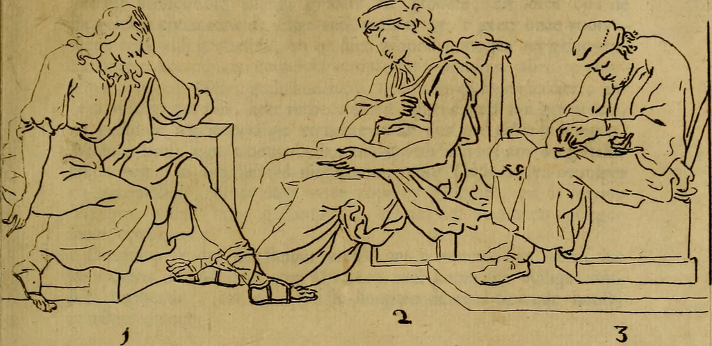 An illustration from Groot schilderboek : waar in de schilderkonst in al haar deelen grondig werd onderweezen, ook door redeneeringen en printverbeeldingen verklaard : met voorbeelden uyt de beste konst-stukken der oude en nieuwe puyk-schilderen bevestigd : en derzelver wel- en misstand aangeweezen, 1712, leaf 64