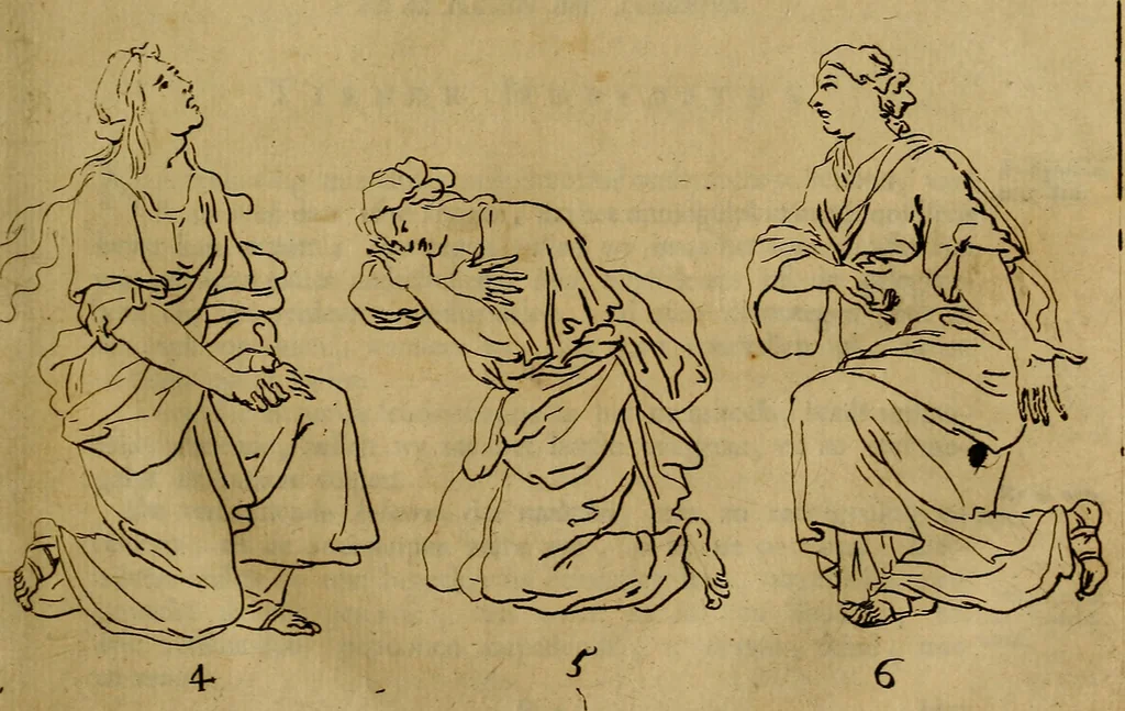 An illustration from Groot schilderboek : waar in de schilderkonst in al haar deelen grondig werd onderweezen, ook door redeneeringen en printverbeeldingen verklaard : met voorbeelden uyt de beste konst-stukken der oude en nieuwe puyk-schilderen bevestigd : en derzelver wel- en misstand aangeweezen, 1712, leaf 64
