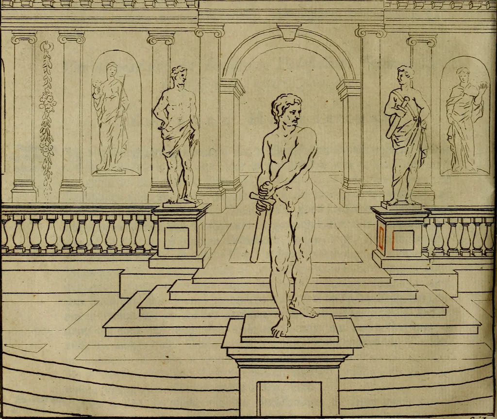 An illustration from Groot schilderboek : waar in de schilderkonst in al haar deelen grondig werd onderweezen, ook door redeneeringen en printverbeeldingen verklaard : met voorbeelden uyt de beste konst-stukken der oude en nieuwe puyk-schilderen bevestigd : en derzelver wel- en misstand aangeweezen, 1712, leaf 851