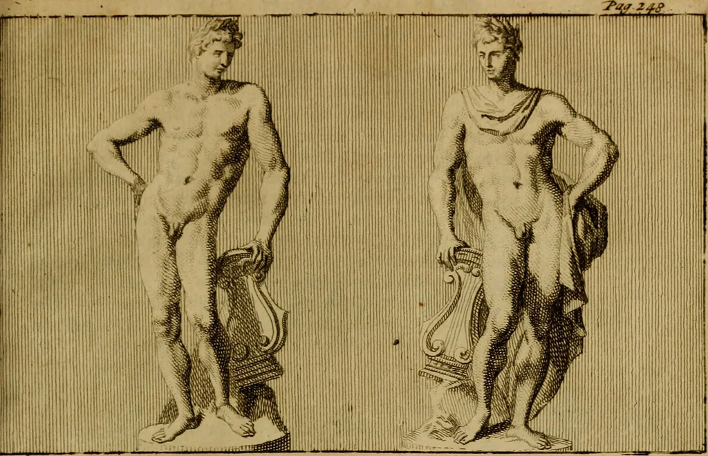 An illustration from Groot schilderboek : waar in de schilderkonst in al haar deelen grondig werd onderweezen, ook door redeneeringen en printverbeeldingen verklaard : met voorbeelden uyt de beste konst-stukken der oude en nieuwe puyk-schilderen bevestigd : en derzelver wel- en misstand aangeweezen, 1712, leaf 854