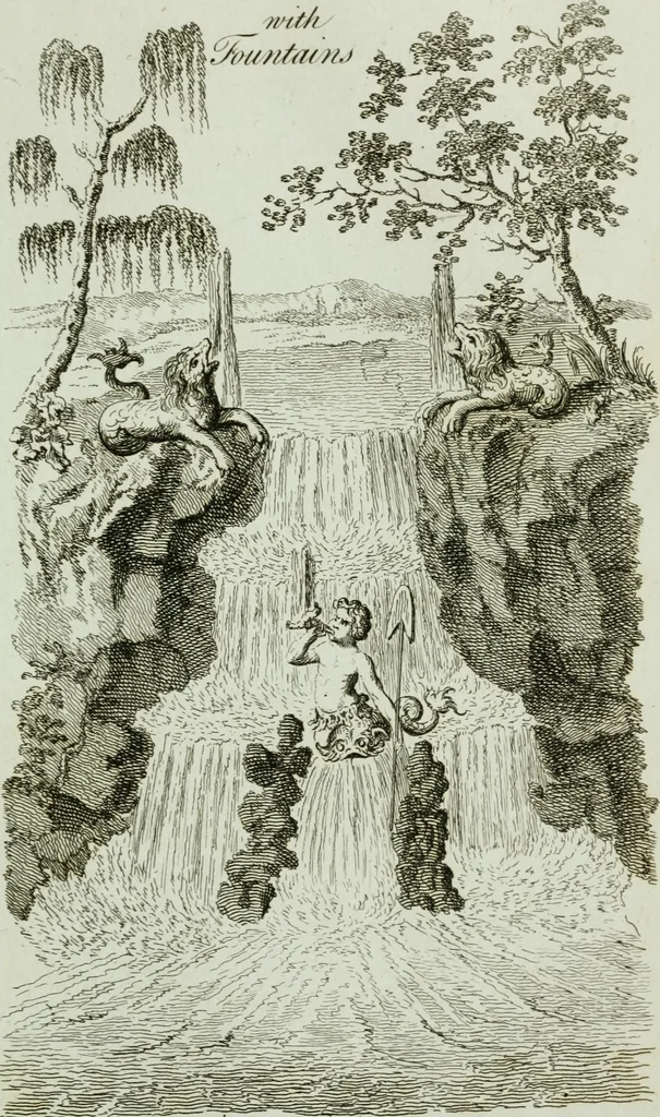 An illustration from Grotesque architecture, or, Rural amusement : consisting of plans, elevations, and sections, for huts, retreats, summer and winter hermitages, terminaries, Chinese, Gothic, and natural grottos, cascades, baths, mosques, Moresque pavilions, grotesque and rustic seats, green-houses, &c. : many of which may be executed with flints, irregular stones, rude branches, and roots of trees : the whole containing twenty-eight new designs, with scales to each : to which is added, an explanation, with the method of executing them, 1790, leaf 52