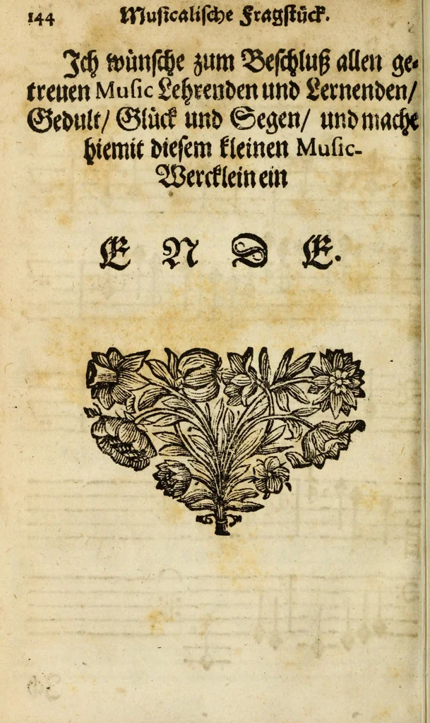 An illustration from Grund-richtiger/kurtz/leicht und nothiger Unterricht der musicalischen Kunst/ wie man fuglich und in kurtzer Zeit Choral und Figural singen/ den General-Bass tractiren/ und componiren lernen soll ..., 1687, leaf 162