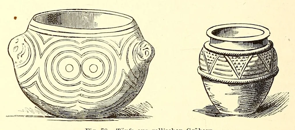 An illustration from Grundriss der keramik in bezug auf das kunstgewerbe. Eine historische darstellung ihres entwickelungsganges in Europa, dem Orient und Ostasien von den ältesten zeiten bis auf die gegenwart. Ein zuverlässiger führer für kunstfreunde, sammler, fabrikanten, modelleure und gewerbeschulen wie auchals ergänzung zur kunstgeschichte, 1879, leaf 194