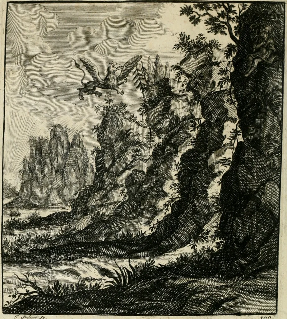 An illustration from Gryphus principalis, sive, Typus boni principis : XII titulis repræsentatus et reverendissimo ... Ioanni Philippo, S.R.I. principi, episcopo Herbipolensi ... oblatus humillime, 1712, leaf 105