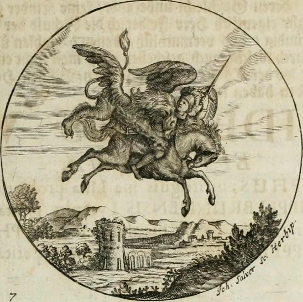 An illustration from Gryphus principalis, sive, Typus boni principis : XII titulis repræsentatus et reverendissimo ... Ioanni Philippo, S.R.I. principi, episcopo Herbipolensi ... oblatus humillime, 1712, leaf 12