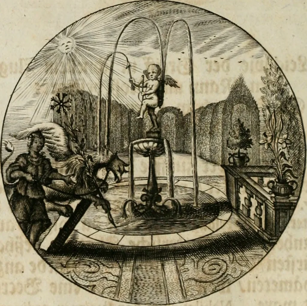 An illustration from Gryphus principalis, sive, Typus boni principis : XII titulis repræsentatus et reverendissimo ... Ioanni Philippo, S.R.I. principi, episcopo Herbipolensi ... oblatus humillime, 1712, leaf 13