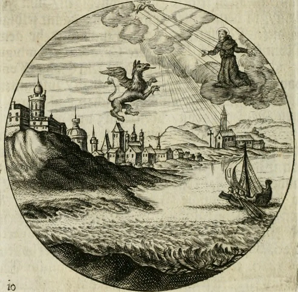 An illustration from Gryphus principalis, sive, Typus boni principis : XII titulis repræsentatus et reverendissimo ... Ioanni Philippo, S.R.I. principi, episcopo Herbipolensi ... oblatus humillime, 1712, leaf 15