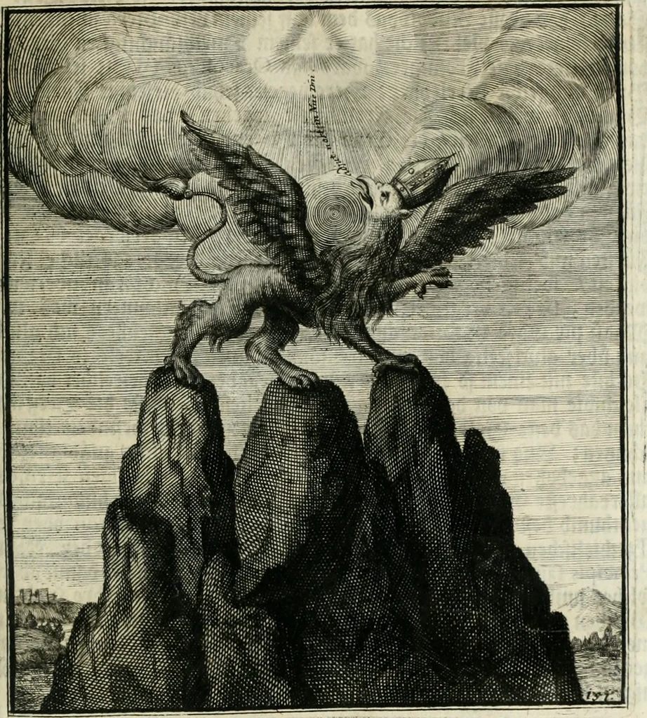 An illustration from Gryphus principalis, sive, Typus boni principis : XII titulis repræsentatus et reverendissimo ... Ioanni Philippo, S.R.I. principi, episcopo Herbipolensi ... oblatus humillime, 1712, leaf 156