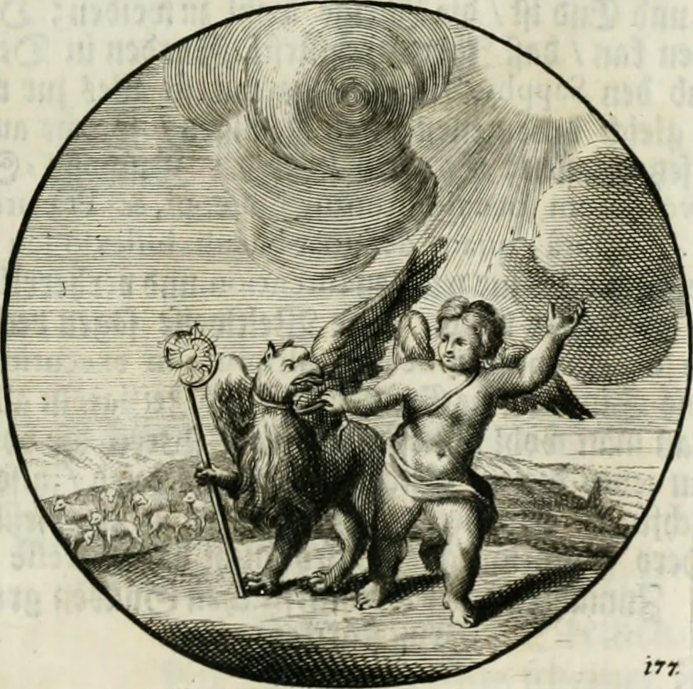 An illustration from Gryphus principalis, sive, Typus boni principis : XII titulis repræsentatus et reverendissimo ... Ioanni Philippo, S.R.I. principi, episcopo Herbipolensi ... oblatus humillime, 1712, leaf 182
