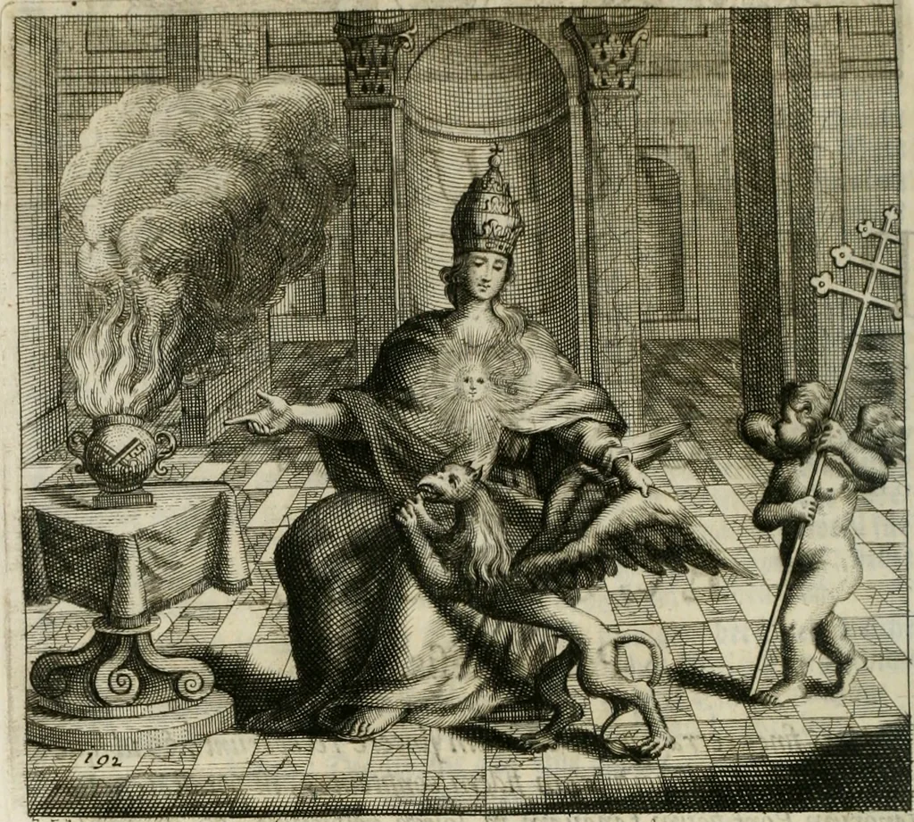 An illustration from Gryphus principalis, sive, Typus boni principis : XII titulis repræsentatus et reverendissimo ... Ioanni Philippo, S.R.I. principi, episcopo Herbipolensi ... oblatus humillime, 1712, leaf 197