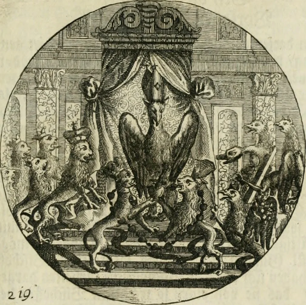 An illustration from Gryphus principalis, sive, Typus boni principis : XII titulis repræsentatus et reverendissimo ... Ioanni Philippo, S.R.I. principi, episcopo Herbipolensi ... oblatus humillime, 1712, leaf 224