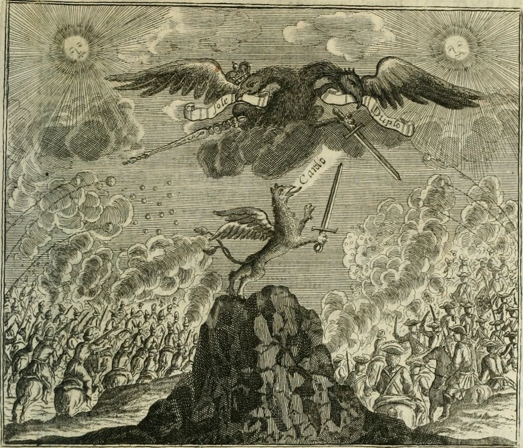 An illustration from Gryphus principalis, sive, Typus boni principis : XII titulis repræsentatus et reverendissimo ... Ioanni Philippo, S.R.I. principi, episcopo Herbipolensi ... oblatus humillime, 1712, leaf 230