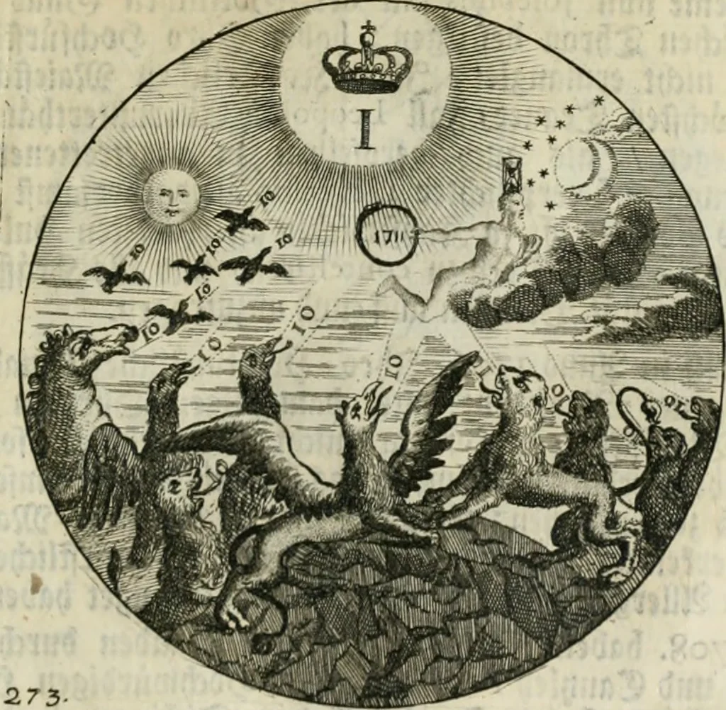 An illustration from Gryphus principalis, sive, Typus boni principis : XII titulis repræsentatus et reverendissimo ... Ioanni Philippo, S.R.I. principi, episcopo Herbipolensi ... oblatus humillime, 1712, leaf 278