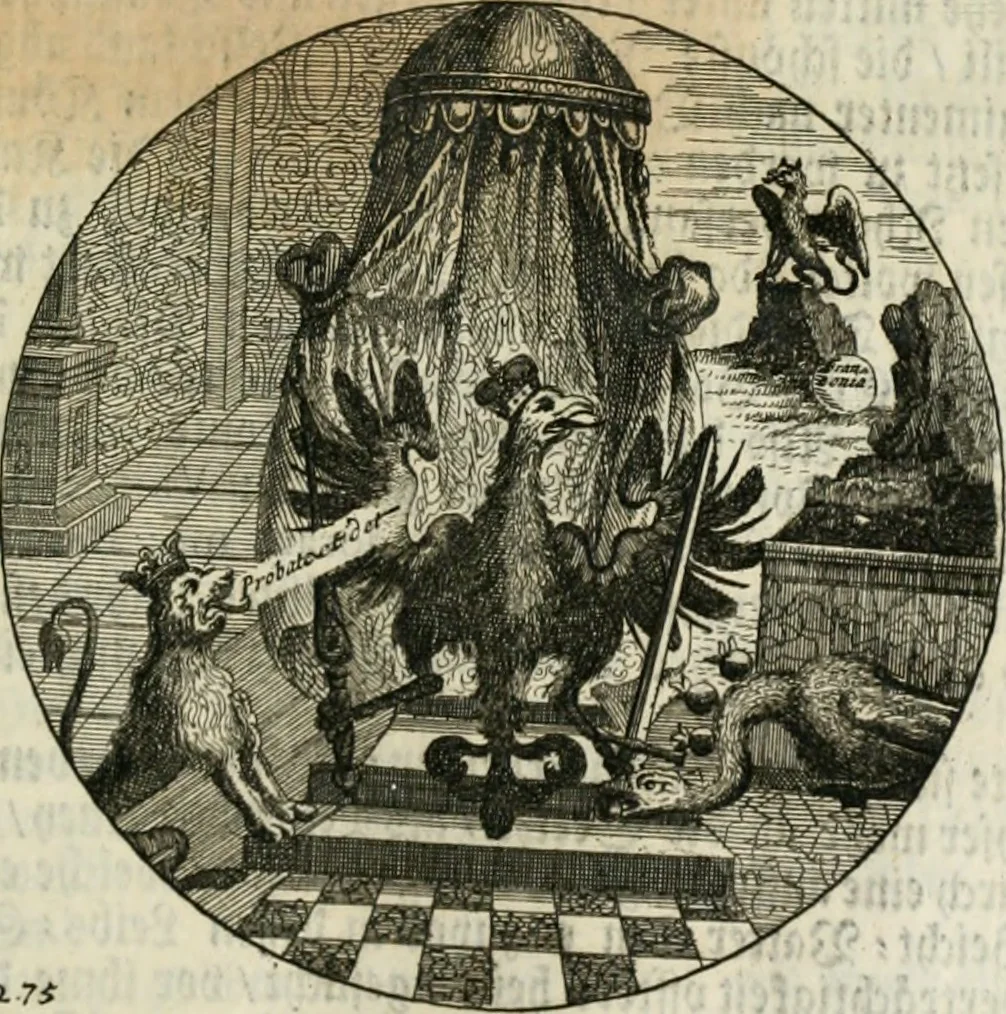 An illustration from Gryphus principalis, sive, Typus boni principis : XII titulis repræsentatus et reverendissimo ... Ioanni Philippo, S.R.I. principi, episcopo Herbipolensi ... oblatus humillime, 1712, leaf 280