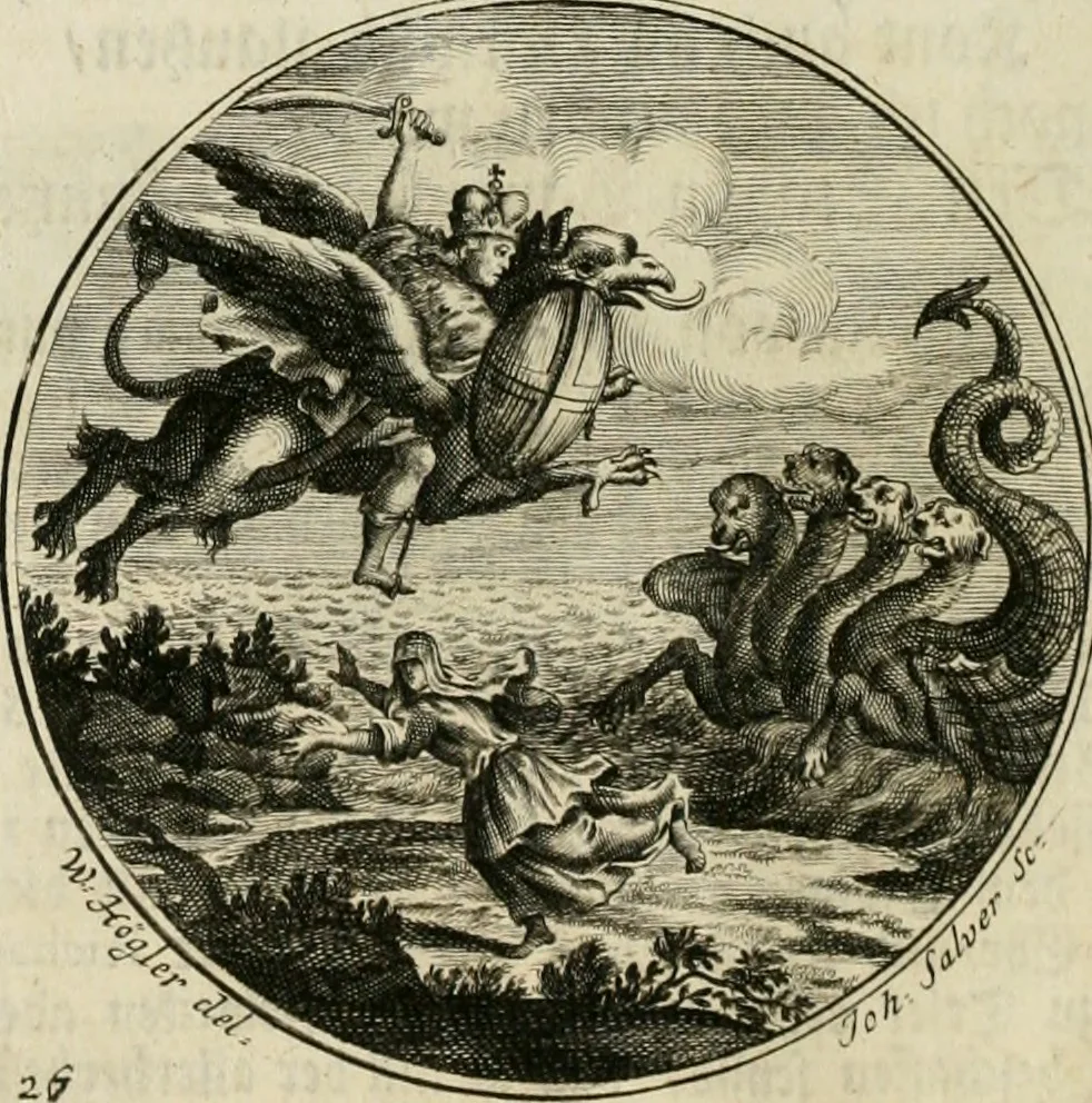An illustration from Gryphus principalis, sive, Typus boni principis : XII titulis repræsentatus et reverendissimo ... Ioanni Philippo, S.R.I. principi, episcopo Herbipolensi ... oblatus humillime, 1712, leaf 31