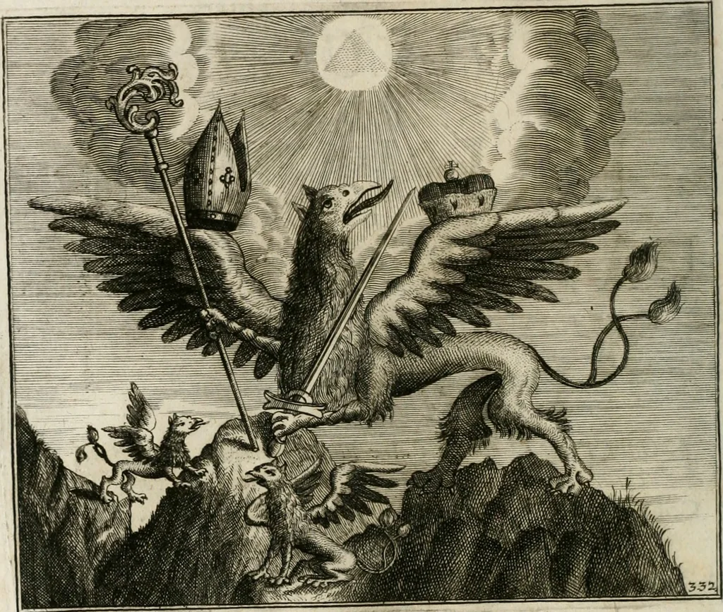 An illustration from Gryphus principalis, sive, Typus boni principis : XII titulis repræsentatus et reverendissimo ... Ioanni Philippo, S.R.I. principi, episcopo Herbipolensi ... oblatus humillime, 1712, leaf 341