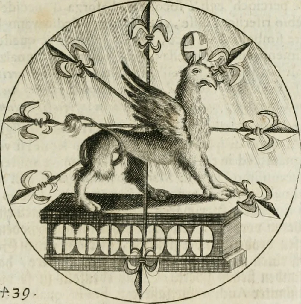 An illustration from Gryphus principalis, sive, Typus boni principis : XII titulis repræsentatus et reverendissimo ... Ioanni Philippo, S.R.I. principi, episcopo Herbipolensi ... oblatus humillime, 1712, leaf 448