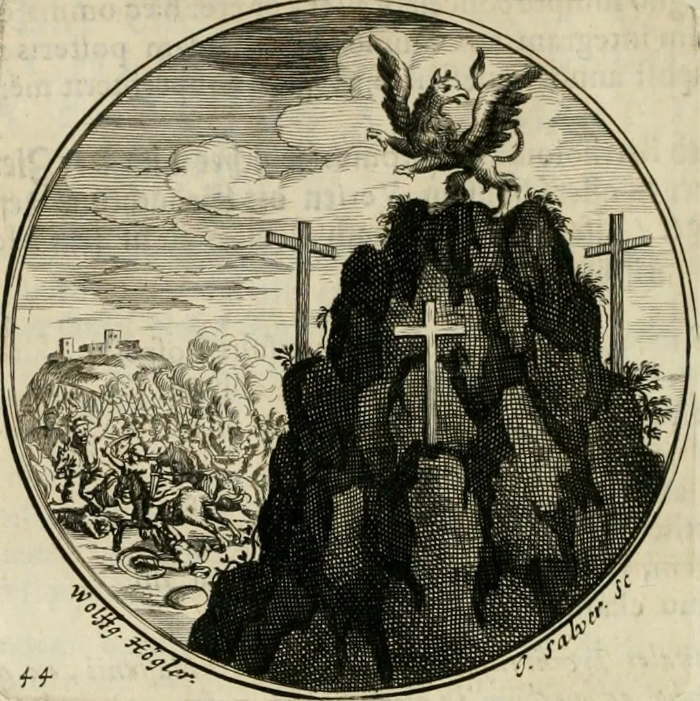 An illustration from Gryphus principalis, sive, Typus boni principis : XII titulis repræsentatus et reverendissimo ... Ioanni Philippo, S.R.I. principi, episcopo Herbipolensi ... oblatus humillime, 1712, leaf 49