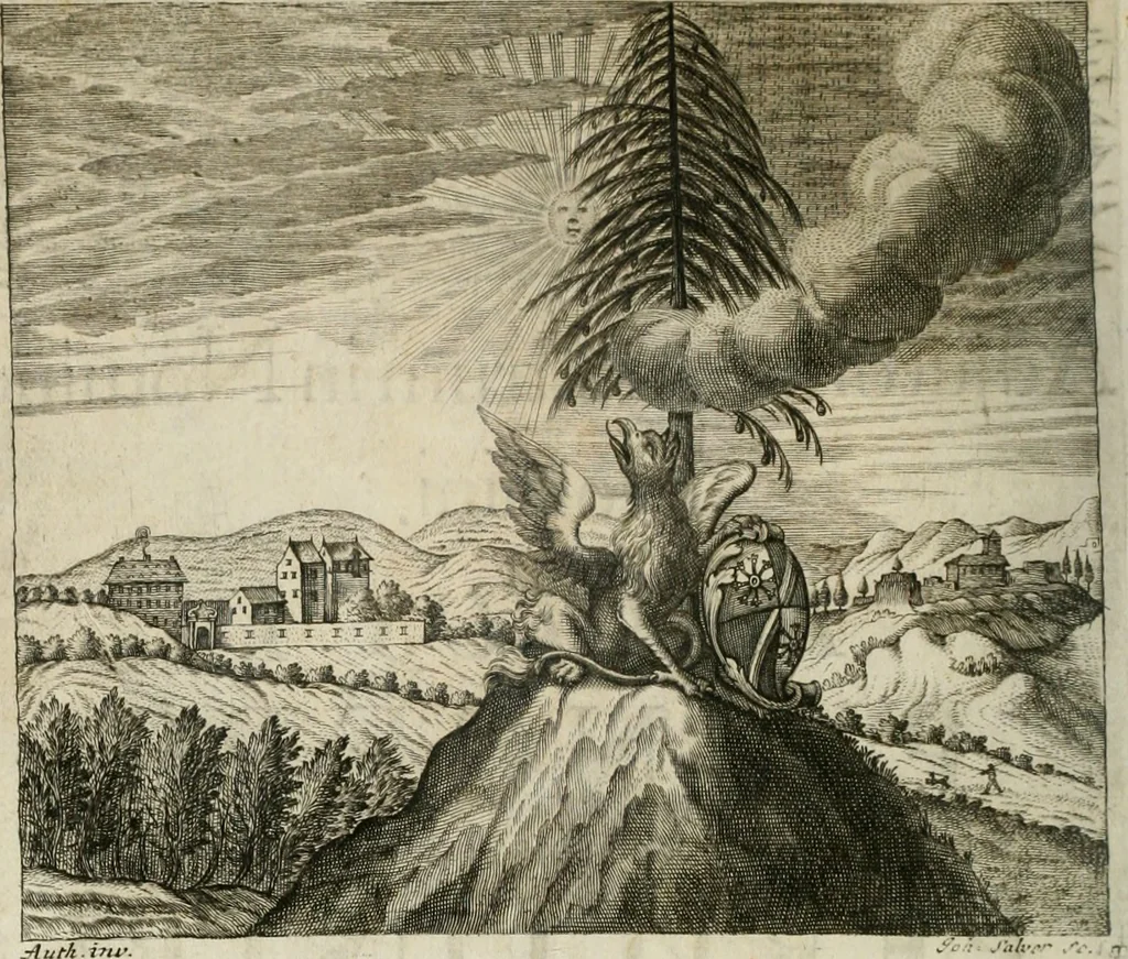An illustration from Gryphus principalis, sive, Typus boni principis : XII titulis repræsentatus et reverendissimo ... Ioanni Philippo, S.R.I. principi, episcopo Herbipolensi ... oblatus humillime, 1712, leaf 7