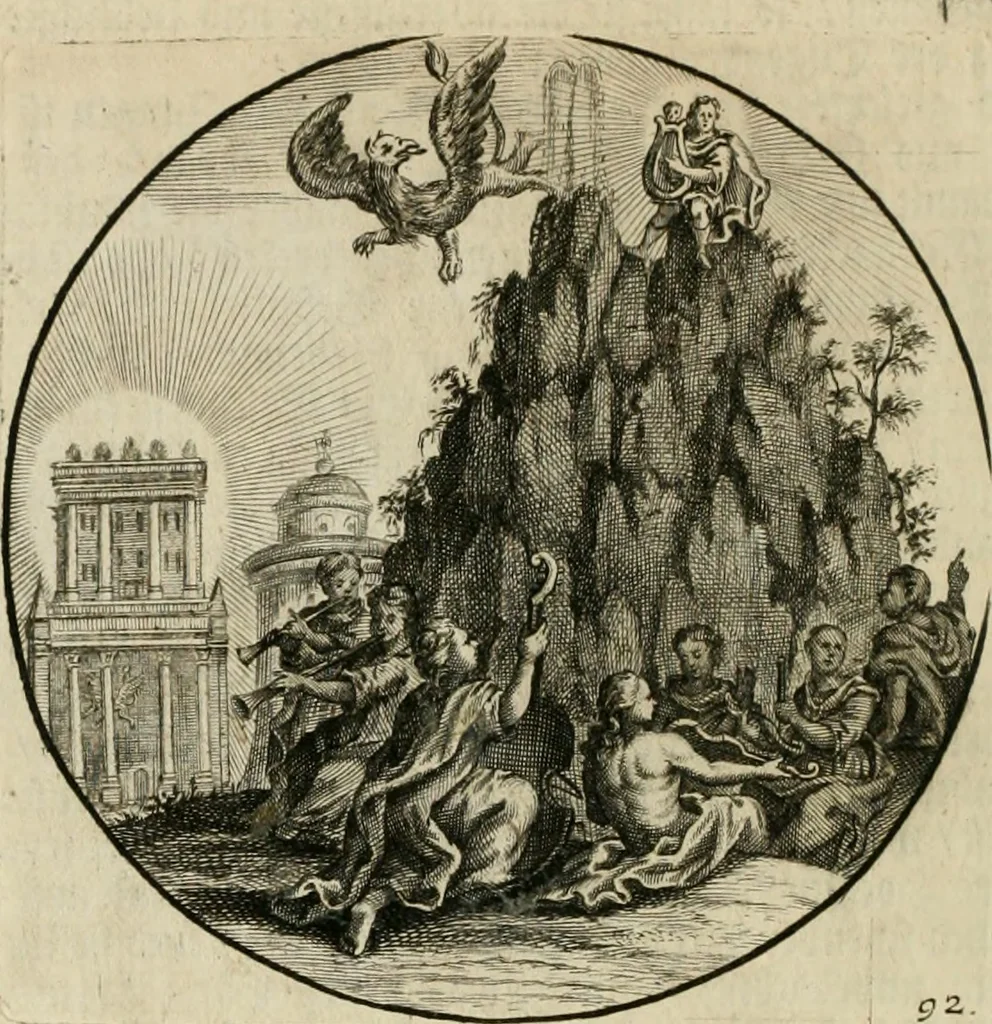 An illustration from Gryphus principalis, sive, Typus boni principis : XII titulis repræsentatus et reverendissimo ... Ioanni Philippo, S.R.I. principi, episcopo Herbipolensi ... oblatus humillime, 1712, leaf 97