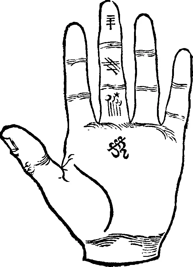 An illustration from Chiromantia., 1546, leaf 73