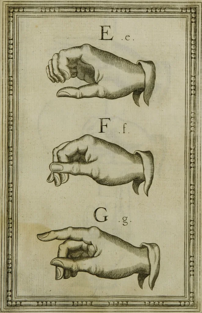 An illustration from Reduction de las letras y arte para enseñar a [h]ablar los mudos, 1620, leaf 162