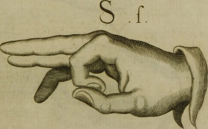 An illustration from Reduction de las letras y arte para enseñar a [h]ablar los mudos, 1620, leaf 166