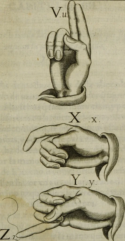 An illustration from Reduction de las letras y arte para enseñar a [h]ablar los mudos, 1620, leaf 167