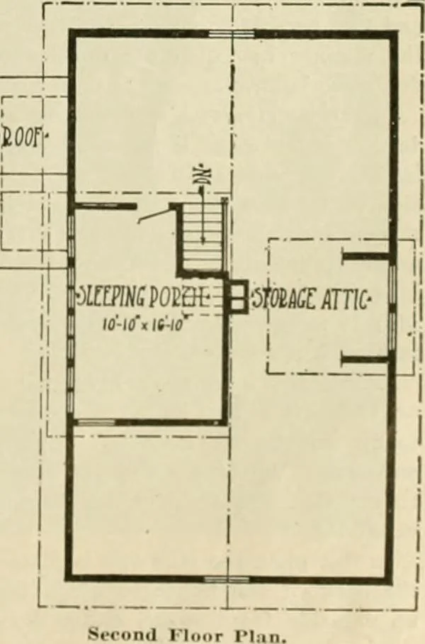 An illustration from Guaranteed building plans with interior views and details : a standard collection of new, original and artistic designs of cottages, bungalows, residences and flats of frame, brick, cement, plaster, concrete blocks, hollow tile, stucco, etc. and farm buildings of all descriptions together with interior and exterior details and interior views arranged and described by William A. Radford., 1915, leaf 110