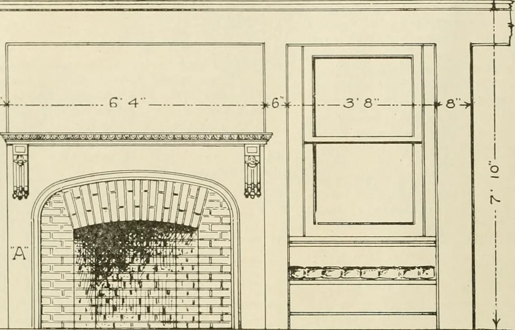 An illustration from Guaranteed building plans with interior views and details : a standard collection of new, original and artistic designs of cottages, bungalows, residences and flats of frame, brick, cement, plaster, concrete blocks, hollow tile, stucco, etc. and farm buildings of all descriptions together with interior and exterior details and interior views arranged and described by William A. Radford., 1915, leaf 129