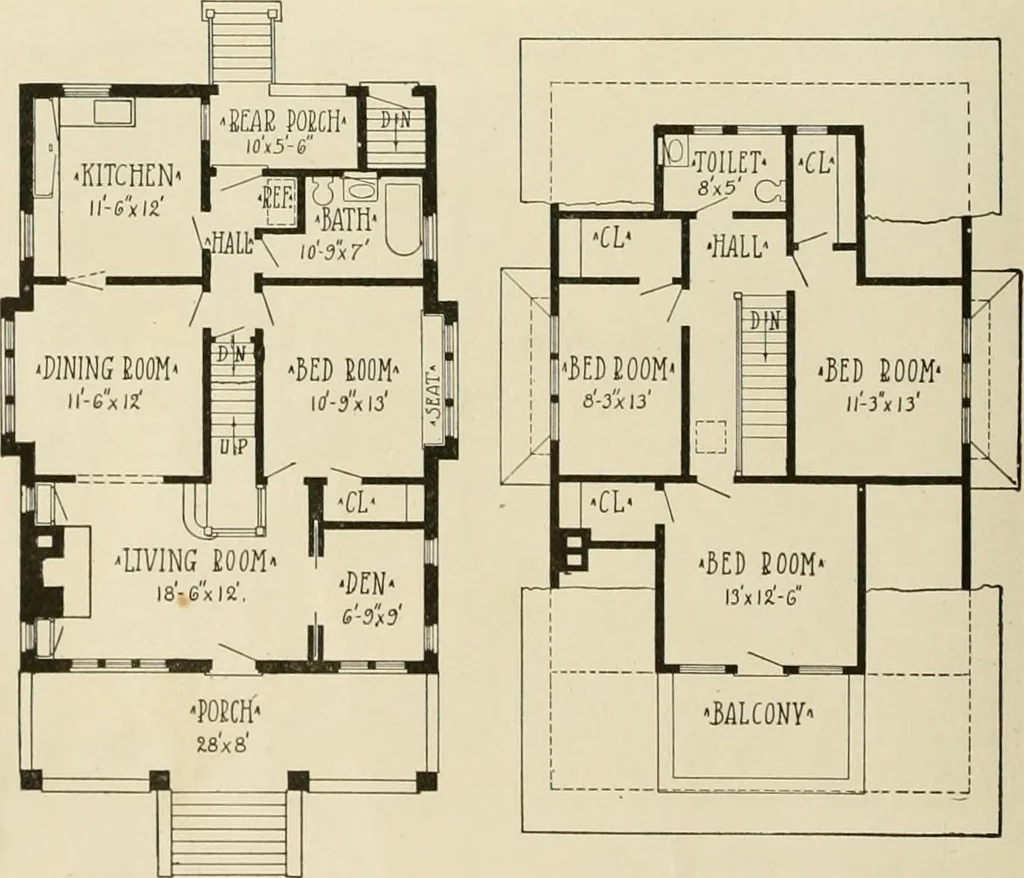 An illustration from Guaranteed building plans with interior views and details : a standard collection of new, original and artistic designs of cottages, bungalows, residences and flats of frame, brick, cement, plaster, concrete blocks, hollow tile, stucco, etc. and farm buildings of all descriptions together with interior and exterior details and interior views arranged and described by William A. Radford., 1915, leaf 131