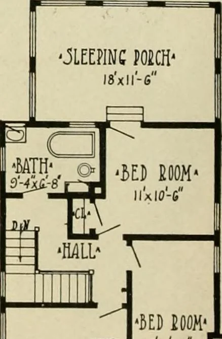 An illustration from Guaranteed building plans with interior views and details : a standard collection of new, original and artistic designs of cottages, bungalows, residences and flats of frame, brick, cement, plaster, concrete blocks, hollow tile, stucco, etc. and farm buildings of all descriptions together with interior and exterior details and interior views arranged and described by William A. Radford., 1915, leaf 133