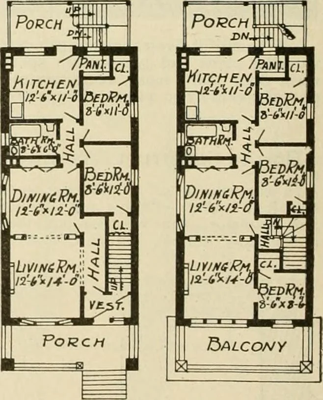 An illustration from Guaranteed building plans with interior views and details : a standard collection of new, original and artistic designs of cottages, bungalows, residences and flats of frame, brick, cement, plaster, concrete blocks, hollow tile, stucco, etc. and farm buildings of all descriptions together with interior and exterior details and interior views arranged and described by William A. Radford., 1915, leaf 163