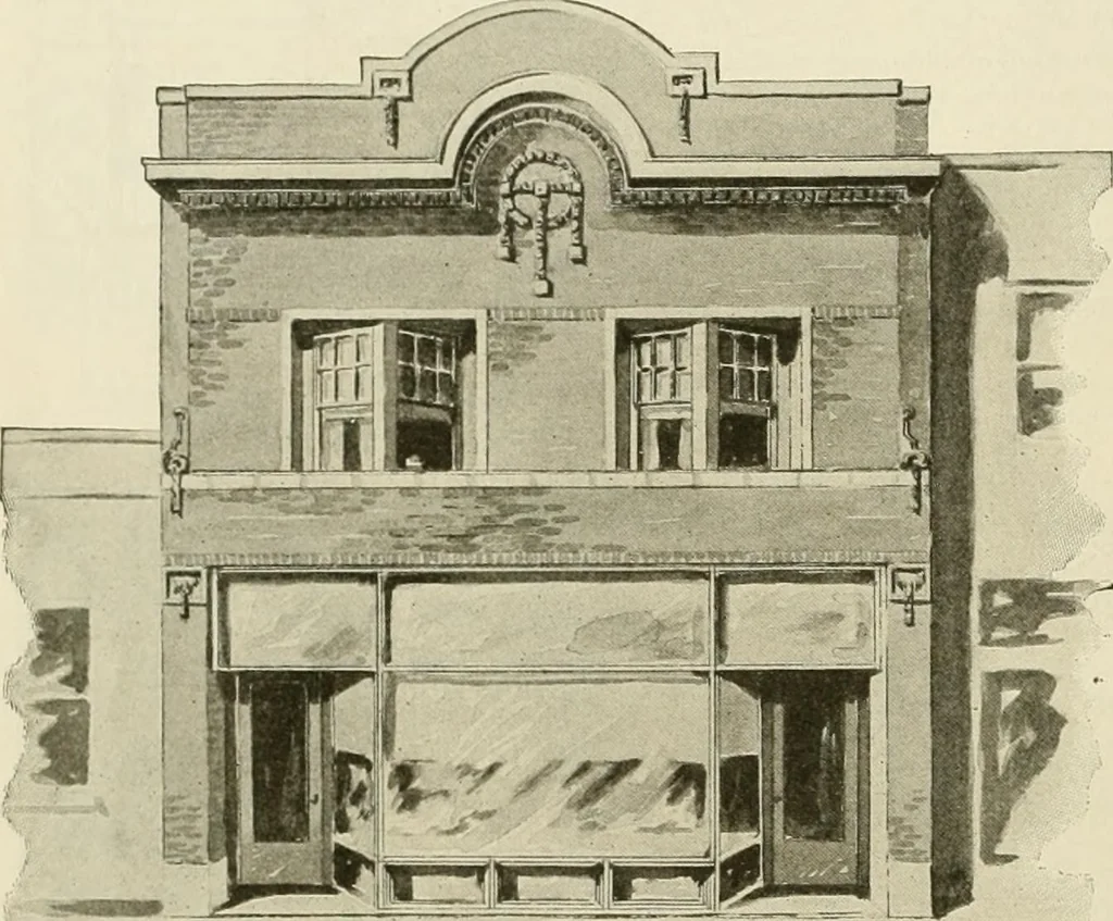 An illustration from Guaranteed building plans with interior views and details : a standard collection of new, original and artistic designs of cottages, bungalows, residences and flats of frame, brick, cement, plaster, concrete blocks, hollow tile, stucco, etc. and farm buildings of all descriptions together with interior and exterior details and interior views arranged and described by William A. Radford., 1915, leaf 167