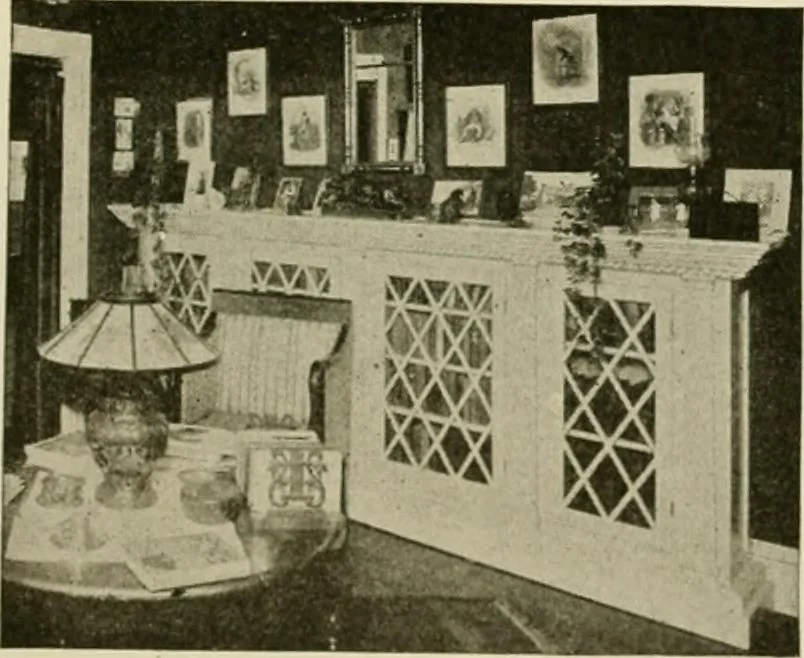An illustration from Guaranteed building plans with interior views and details : a standard collection of new, original and artistic designs of cottages, bungalows, residences and flats of frame, brick, cement, plaster, concrete blocks, hollow tile, stucco, etc. and farm buildings of all descriptions together with interior and exterior details and interior views arranged and described by William A. Radford., 1915, leaf 174