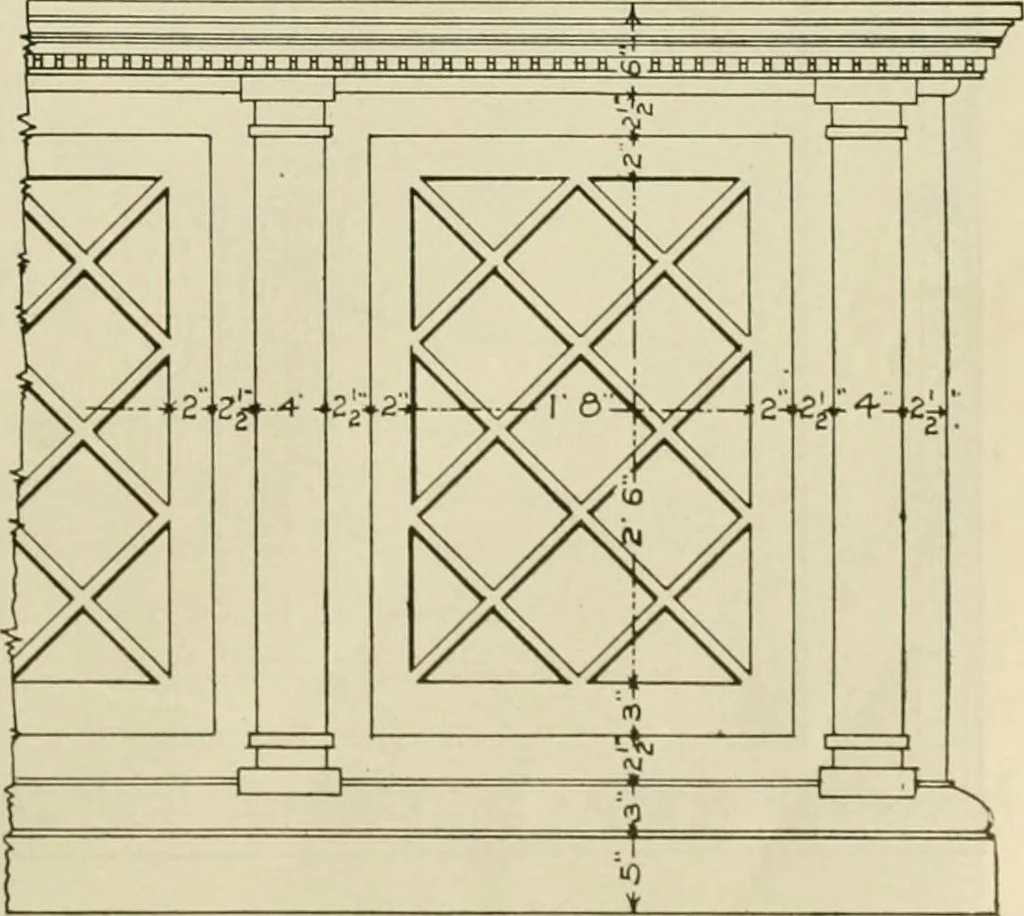 An illustration from Guaranteed building plans with interior views and details : a standard collection of new, original and artistic designs of cottages, bungalows, residences and flats of frame, brick, cement, plaster, concrete blocks, hollow tile, stucco, etc. and farm buildings of all descriptions together with interior and exterior details and interior views arranged and described by William A. Radford., 1915, leaf 174