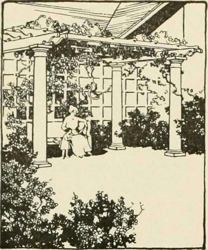 An illustration from Guaranteed building plans with interior views and details : a standard collection of new, original and artistic designs of cottages, bungalows, residences and flats of frame, brick, cement, plaster, concrete blocks, hollow tile, stucco, etc. and farm buildings of all descriptions together with interior and exterior details and interior views arranged and described by William A. Radford., 1915, leaf 187